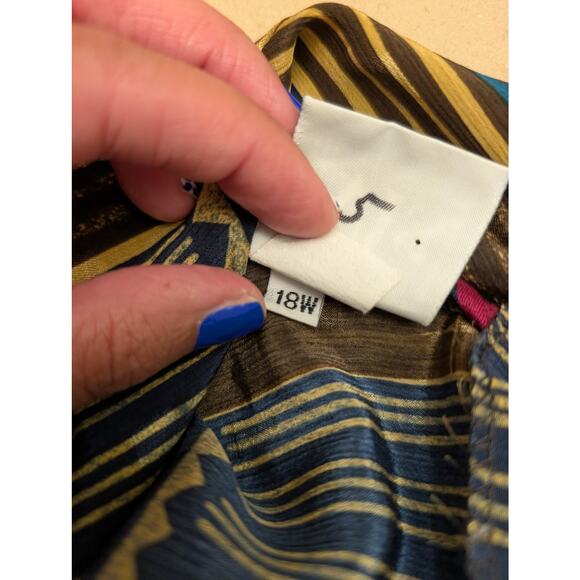 Vintage Ms Russ Union Made Geometric Tribal Print Top Collared Indie Boho Casual - Picture 4 of 6